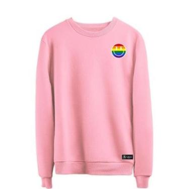 Imagem de Blusão Moletom Lgbt Masculino e Feminino Personalizado sem Capuz gola Redonda-Unissex