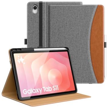Imagem de MoKo Capa para Samsung Galaxy Tab S11 2025 de 28 cm com suporte para caneta S, capa de couro sintético com suporte multiângulo para Galaxy Tab S11 5G (SM-X730/SM-X736B) com alça de mão, bolso