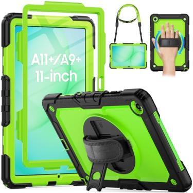 Imagem de HXCASEAC Capa para Samsung Galaxy Tab A11+ Plus 28 cm, protetora com protetor de tela/alça de mão/suporte de caneta, resistente à prova de choque para tablet Samsung A11 Plus - verde