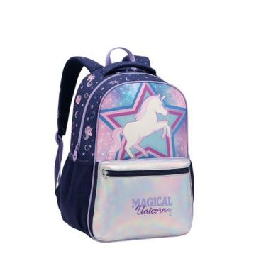 Imagem de Mochila Feminina Infantil Costas Boiadeira Holografica - Seanite, Roxo