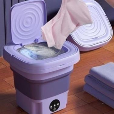 Imagem de Mini Lavadora de Roupas，Mini Maquina de Lavar Portatil 11l，DobráVel Moderno，Com FunçãO de DesidrataçãO CentríFuga，Adequado para Apartamentos Pequenos, Viagens e Acampamentos(Lilás)