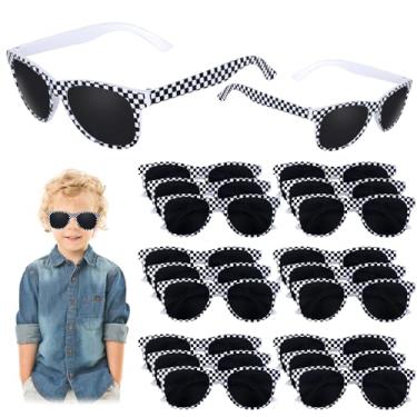 Imagem de PLUVAVA 20 Peças De Óculos De Sol De Corrida De Carro, Plástico, Preto, Branco, Xadrez, Para Tema De Corrida, Festa Xadrez, Lembrancinhas, Verão, Piscina, Praia (20 Peças)