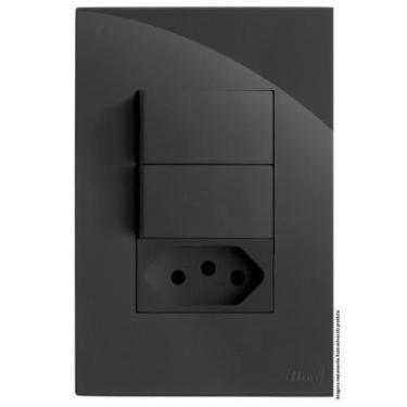 Imagem de Kit Interruptor Duplo Simples + Tomada 10A 4X2 Brg11289-5Gf - Blux Rec