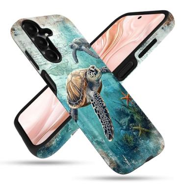 Imagem de FGDRFGRW Capa projetada para Samsung Galaxy A16 5G, 2 camadas TPU + PC, capa protetora à prova de choque – Tartaruga fofa