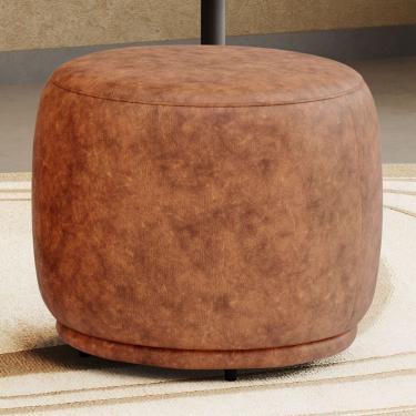 Imagem de Puff Decorativo Orgânico Living Molly Redondo Couríssimo Caramelo - Desk Design Cor Caramelo