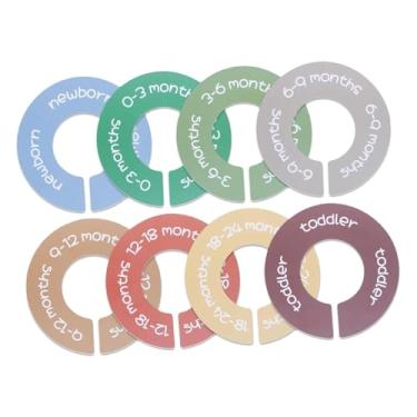Imagem de WeiLaiKeQi Conjunto de 8 divisórias de guarda-roupa para bebês, organizadores de cabides que dividem as roupas por tamanho, ideais para lojas e boutiques, Cores de Macaron