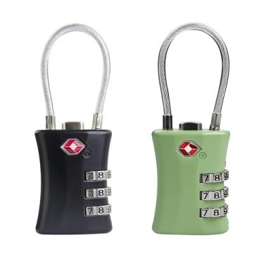 Imagem de UP Security Fechaduras TSA para bagagem, cadeado de combinação pequena, fechaduras de bagagem aprovadas pela TSA, combinação de cadeado com cabo, para mala, armário de academia, estojo de arma, lata