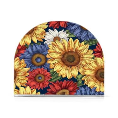 Imagem de Qilmy Porta-guardanapos de girassóis brilhantes para mesas - Porta-guardanapos para cozinha, porta-guardanapos de mesa, porta-guardanapos de coquetel, porta-guardanapos de papel598
