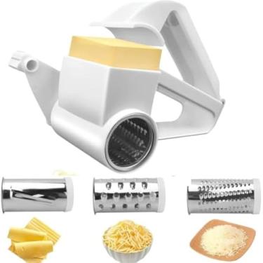Imagem de Ralador, fatiador manual de manivela em aco inoxidavel, 3 em 1, eficaz, polido