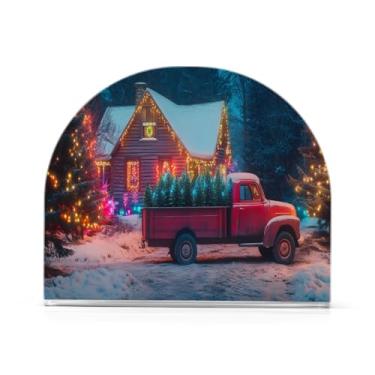 Imagem de Wassud Porta-guardanapos de acrílico de Natal para caminhão vintage, dispensador de guardanapos de papel moderno em forma de U para mesa, cozinha, sala de jantar, bancada 1 peça (comporta 50-60