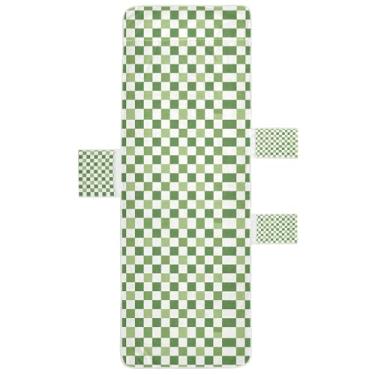 Imagem de STAYTOP Capa de toalha de cadeira de salão verde Buffalo Grid, capa macia para espreguiçadeira, capas de cadeira de praia com bolsos para jardim, pátio, pátio, banhos de sol, gramado, 215 x 76 cm