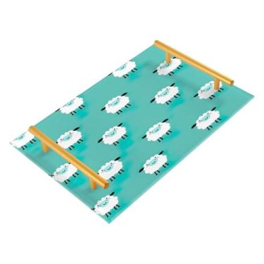 Imagem de Wassud Bandeja de banheiro de ovelhas fofas de acrílico para joias de perfume, bandeja de maquiagem, cômoda, quarto, cozinha, mesa, 30 x 20 cm