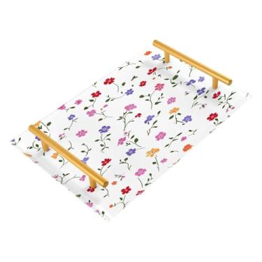 Imagem de Wassud Bandeja de banheiro com alças de pétalas fofas (2) organizador de perfume de joias de acrílico para balcão de cozinha de banheiro 30 x 20 cm