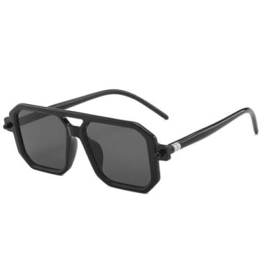 Imagem de Óculos de sol Twin Bridge de armação grande, feminino e masculino, luxuoso, para pesca ao ar livre, para dirigir, UV400 (preto e cinza)