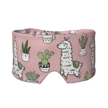 Imagem de Máscara protetora para olhos e orelhas com estampa de alpaca e cacto, respirável, ajustável, blecaute, confortável