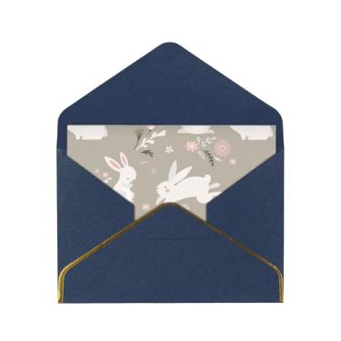 Imagem de SKKNT Cartões comemorativos com estampa floral de coelhinho da Páscoa para todas as ocasiões, convites de festa de aniversário de casamento, 12,7 x 15,2 cm