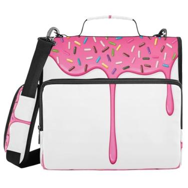 Imagem de STAYTOP Fichários de 3 anéis com zíper com alça de ombro, organizador de fichário de 3,8 cm, pasta expansível resistente à água com vários bolsos para escola e escritório - Sorvete delicioso