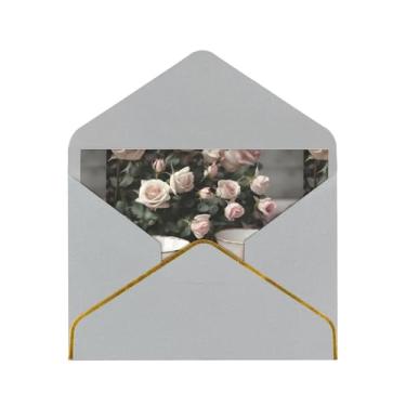 Imagem de Copos de chá com rosas cartões românticos com estampa gasta para todas as ocasiões, convites de festa de aniversário de casamento, 12,7 x 15,2 cm