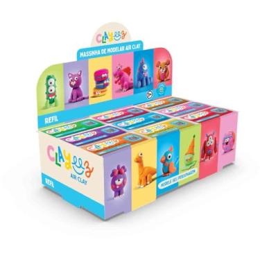 Imagem de Massa para Modelar Criativa, Doce Brinquedo, Clayeez Refil, 8 Gramas, Sortido, Display com 36