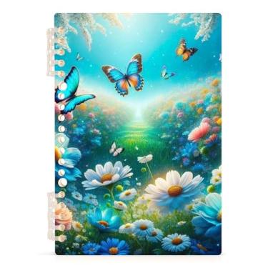 Imagem de Burbuja Caderno de flores de fada, papel pautado universitário A5 com 60 folhas, caderno de anotações para diário, escritório, 1 pacote