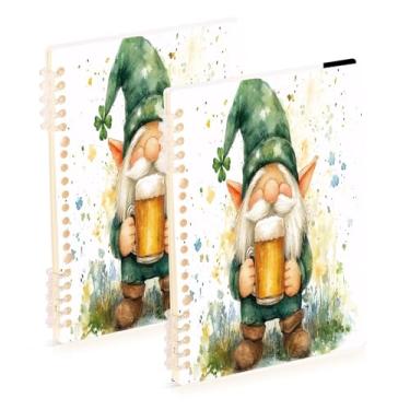 Imagem de Burbuja Cadernos de cerveja St. Patrick Gnomo, papel pautado universitário A5 com 60 folhas, fichário para escritório, 2 unidades