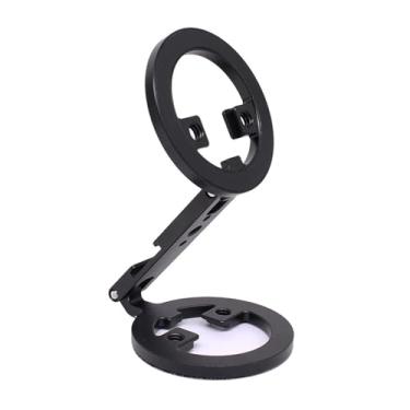 Imagem de Fockety Suporte de Telefone Dobrável, Anéis Magnéticos Duplos de Liga de Alumínio Suporte de Telefone de Ginástica Removível Com Rosca de 1/4 "para Mesa e Suporte de Smartphone