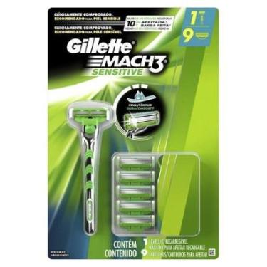 Imagem de Aparelho de Barbear Gillette Mach3 Sensitive + 9 cargas-Unissex