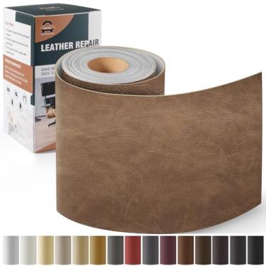 Imagem de OAZ Kit de Reparo de Couro para Móveis 4" X 63" Fita de Couro Remendo de Reparo Autoadesivo Sofá Vinil Remendo Kit para Assento de Carro, Sofá, Assento de Barco, Cadeira - Classic Khaki
