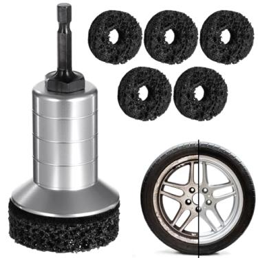 Imagem de COSYOO 6 peças de ferramentas de limpeza do cubo da roda, remoção rápida de ferrugem com 5 discos de moagem, roda abrasiva de fibra 5.1 cm 1 para polimento e remoção de ferrugem, prevenção de ferrugem