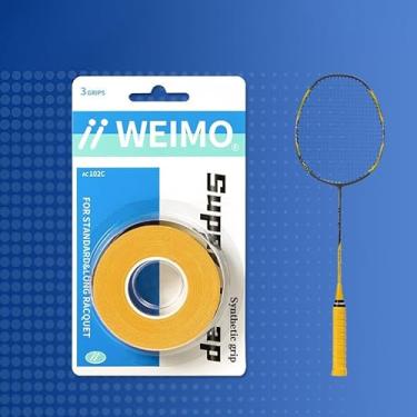Imagem de 3 tiras/rolo fita de aderência para raquete de tênis ao redor da alça com alça antiderrapante alça de couro badminton borracha de mão (laranja)