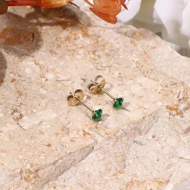 Imagem de Brincos femininos de zircônia cúbica de aço inoxidável banhado a ouro 18 quilates de zircônia cúbica estilosos para cartilagem, joias de presente de aniversário para ela, standard, Aço inoxidável, Sem