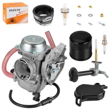 Imagem de Para Kawasaki Prairie 360 KVF360 2003-2013 carburador carburador + manifold boot + filtro de ar + válvula de combustível Petcock W/filtro de combustível 15004-0041