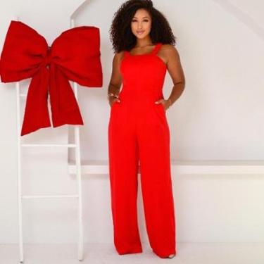 Imagem de Macacão Pantalona com Alças Médias BBonnie Rafaela Vermelho-Feminino