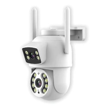 Imagem de Câmera de Segurança Externa Wi-Fi IP66 Full HD com Auto Tracking, PTZ 355°, Visão Noturna Infravermelho 10m, Áudio Bidirecional, Branco