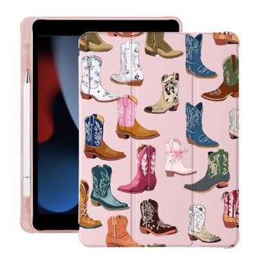 Imagem de BlHMCASE Lindas botas Cowgirl para iPad Pro 11 polegadas, capa 4ª/3ª/2ª geração 2022/2021/2020 com suporte para lápis, hibernar/despertar automático, capa traseira de TPU macio de couro rosa
