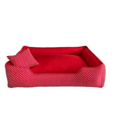 Imagem de Caminha Pet Luxo com Fundo Impermeável – Cama Macia para Cachorro e Gato com Zíper Removível(Vermelho Poá,G - 60X50)