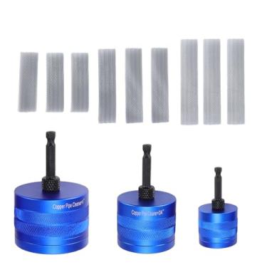Imagem de Fafeicy Conjunto de Limpador de Tubos de Cobre, 3 Unidades de 1/2 pol. 3/4 pol. 1 Kit de Escova de Polimento de Tubo Com Haste Hexagonal de /4 para Remover Rebarbas de