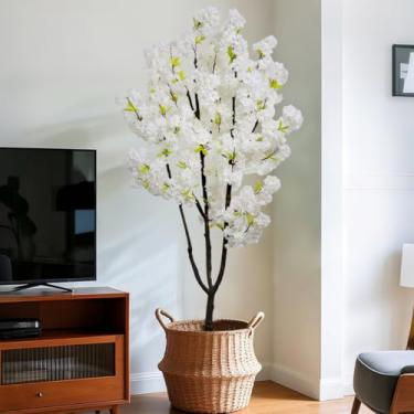 Imagem de Árvore de cerejeira sintética branca com flor artificial para decoração de casa, presente