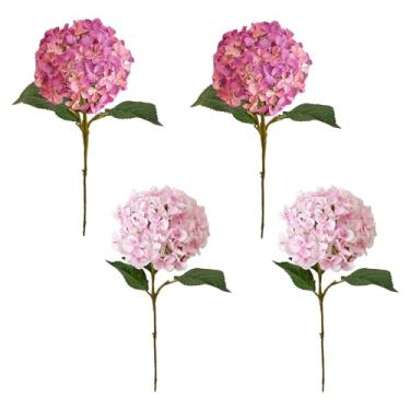 Imagem de Jectse Flores Artificiais de Hortênsia, Ramos de Hortênsia de Simulação Realista Com Toque Suave para Decoração de Escritório de Casamento Em Casa (4PCS)