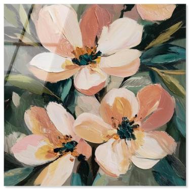 Imagem de Decoração de parede floral com impressão acrílica Blush Blooms II da Art Remedy, pronta para pendurar, 50 x 50 cm