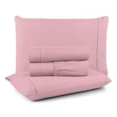 Imagem de Kit Jogo Lençol Cama Box Casal Queen King Solteiro Berço 400 Fios Micro Varios Tamanhos(ROSE,KING)