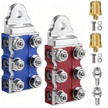 Imagem de Conectores de terminal de bateria, grampos de terminal de bateria de 12 vias compatíveis com calibre 8AWG até 4/0 (XL) AWG, conjunto positivo negativo (+/-) para SAE/DIN/EN Poste superior afunilado