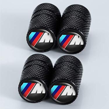 Imagem de Tampa da haste da válvula de pneu com vedação de vedação de substituição para BMW M Performence BMW Série M 3/4/5/X3/X5/X6/M2/M3/M4/M5, tampas de válvula de pneu resistentes à corrosão, pacote com 4
