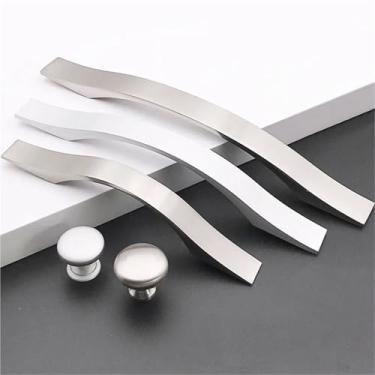 Imagem de HTNAFONI Puxadores de porta de guarda-roupa, liga de zinco, prata escovada, cozinha, gaveta, armário, móveis, ferragens para melhoria da casa, 1 peça (Aluminum3017-192)