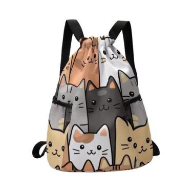 Imagem de Mochila Grande Com Estampa De Gato Fofa, Durável, Para Esportes, Fitne
