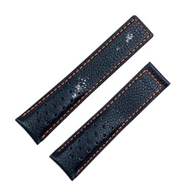 Imagem de BDNJN Acessórios de relógio para pulseira TAG HEUER MONACO CARRERA pulseira de couro fosco de qualidade de bezerro 22 mm (laranja azul, com fivela prata)