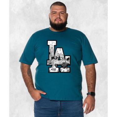Imagem de Camiseta Plus Size Unissex Premium T-shirt LA Paisagens, Azul, G4