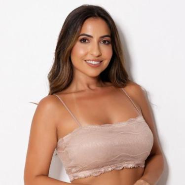 Imagem de Top Faixa Rendado com Bojo Cor:ChocolateTamanho:G - Kit Mania Lingerie