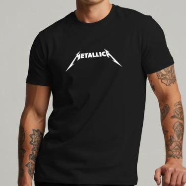 Imagem de Camiseta Masculina Metallica Rock Banda Estampa Logo Clássica Algodão 