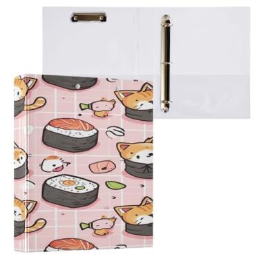 Imagem de ATTX Fichário de 3 anéis com padrão Kawaii, 3 cm para papel tamanho carta, 21,6 cm x 28 cm, fichários com três argolas com prancheta para material de escritório #174
